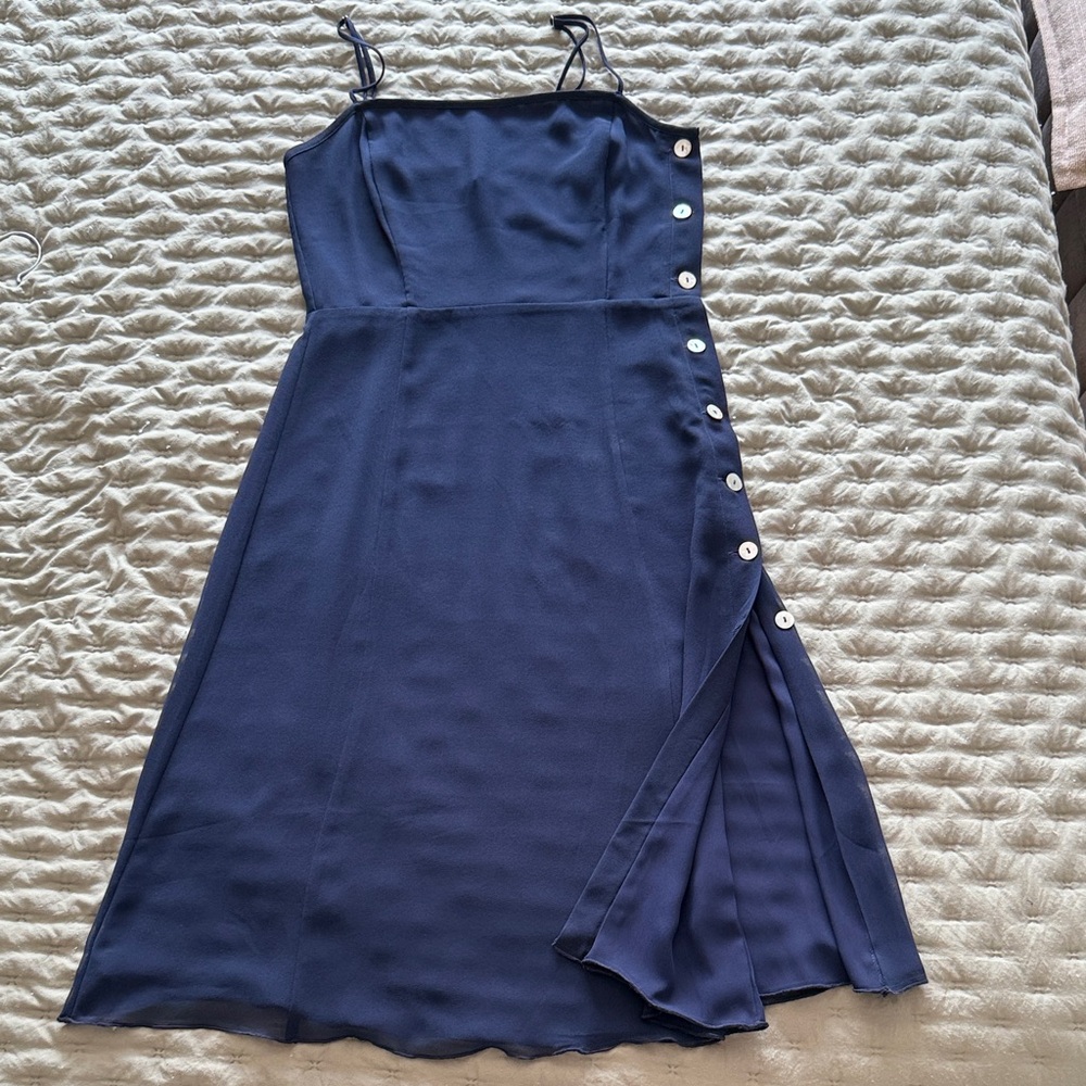 Wilfred Midnight Blue Midi Dress with Button Details